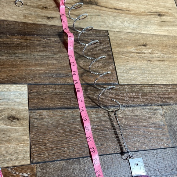 Rhinestone Coil Wrap Bracelet with Attached Adjustable Ring in Silver Tone - Picture 8 of 9